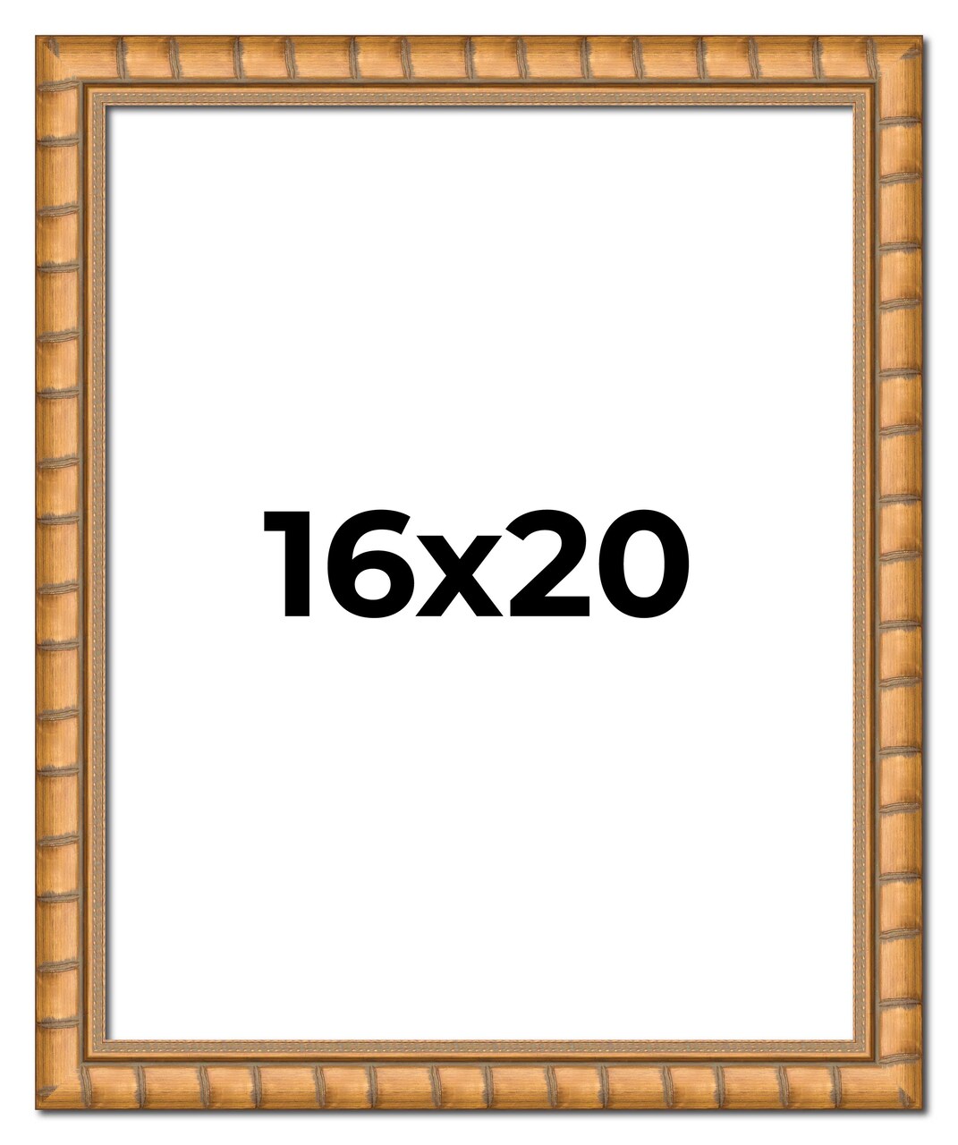 16x20 Gold Modern Bamboo Picture Frame - UV Acrylic, Foam Board Backing, Hanging Hardware